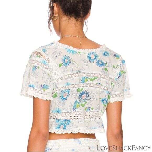 LOVESHACKFANCY **NWT** Farley Crop Top in Blueberry Cloud - Picture 6 of 11